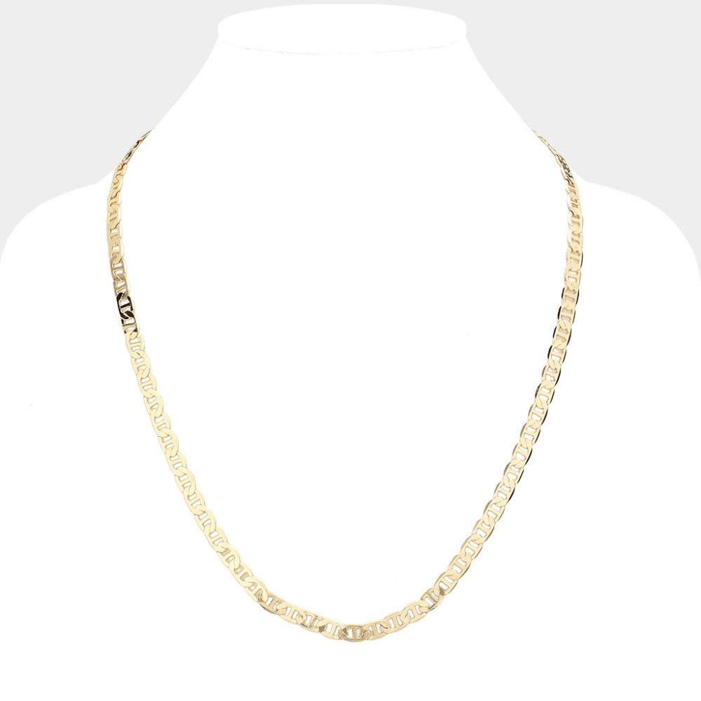 Gold Mariner Link 24" 4mm Necklace Chain Simple Casual Jewelry Metal